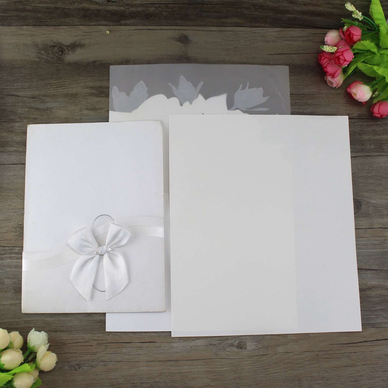 Rose Invitation Card White Wedding Invitation Customized Elegant Invitation Card 